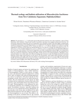 Thermal Ecology and Habitat Utilization of Rhacodactylus Leachianus from New Caledonia (Squamata: Diplodactylidae)