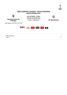 Uefa Europa League - 2015/16 Season Match Press Kits