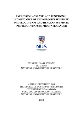 Expression Analysis and Functional Significance of Chondroitin Sulphate Proteoglycans and Heparan Sulphate Proteoglycans in Prostate Cancer