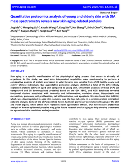 Quantitative Proteomics Analysis of Young and Elderly Skin with DIA Mass Spectrometry Reveals New Skin Aging-Related Proteins