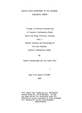 A Study of Uranium Favorability of Cenozoic Sedimentary Rocks, Basin