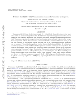 Arxiv:2005.12932V1 [Astro-Ph.EP] 26 May 2020 with Eccentricity, E = 1.2, ‘Oumuamua Encountered the Solar System with V∞ = 26 Km S