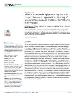 BRDT Is an Essential Epigenetic Regulator for Proper Chromatin Organization, Silencing of Sex Chromosomes and Crossover Formation in Male Meiosis