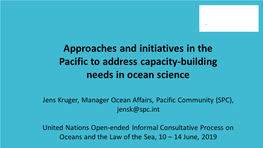 Approaches and Initiatives in the Pacific to Address Capacity-Building Needs in Ocean Science