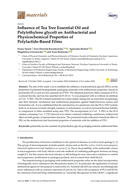 Influence of Tea Tree Essential Oil and Poly(Ethylene Glycol)