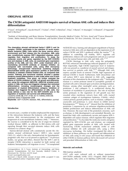 The CXCR4 Antagonist AMD3100 Impairs Survival of Human AML Cells and Induces Their Differentiation