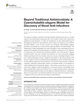 A Caenorhabditis Elegans Model for Discovery of Novel Anti-Infectives