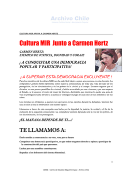 Cultura Mir Apoya a Carmen Hertz