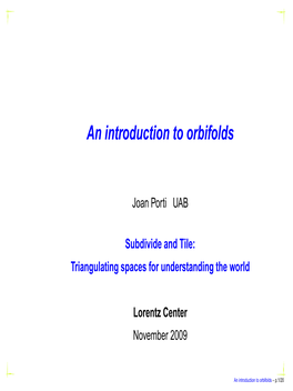 An Introduction to Orbifolds