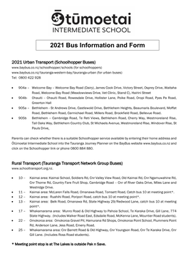 2021 Bus Information and Form