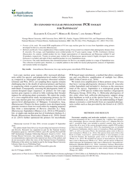 An Expanded Nuclear Phylogenomic PCR Toolkit for Sapindales1