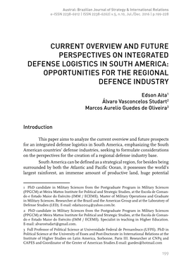 Current Overview and Future Perspectives on Integrated Defense Logistics in South America: Opportunities for the Regional Defence Industry