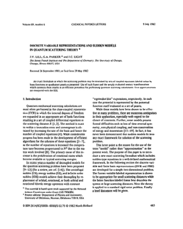 Discrete Variable Representations and Sudden Models in Quantum