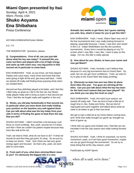 Shuko Aoyama Ena Shibahara Press Conference Dramatic Two Weeks to Get There, but I Guess Starting You With, Ena, What's It Mean for You to Get This Title?