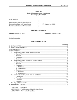 Federal Communications Commission FCC 02-23