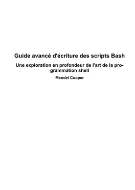 Guide Avancé D'écriture Des Scripts Bash