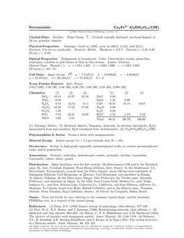 Ferroaxinite Ca2fe2+Al2bsi4o15(OH)