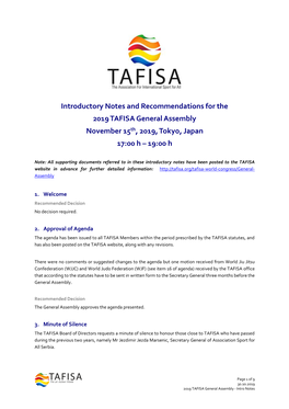 2019 TAFISA GA Intro Notes