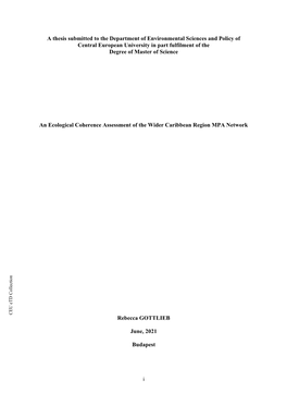 I a Thesis Submitted to the Department of Environmental Sciences and Policy of Central European University in Part Fulfilment O