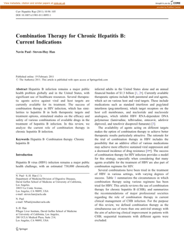 Combination Therapy for Chronic Hepatitis B: Current Indications