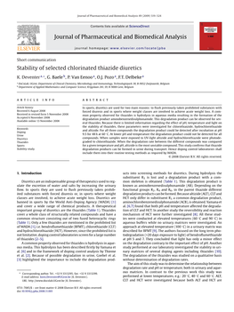 Journal of Pharmaceutical and Biomedical Analysis Stability Of