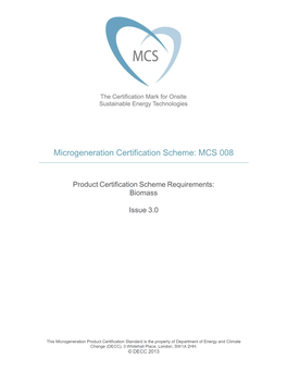 Microgeneration Certification Scheme: MCS 008