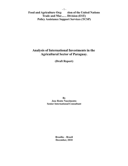 Analysis of International Investments in the Agricultural Sector of Paraguay
