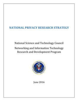 National Privacy Research Strategy