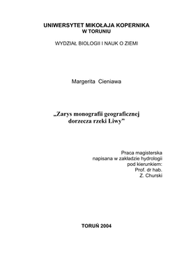 „Zarys Monografii Geograficznej Dorzecza Rzeki Liwy”