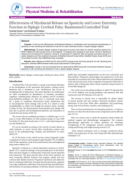 Effectiveness of Myofascial Release on Spasticity and Lower Extremity