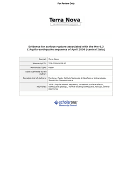 Evidence for Surface Rupture Associated with the Mw 6.3 L'aquila