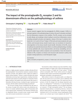 The Impact of the Prostaglandin D2 Receptor 2 and Its Downstream Effects on the Pathophysiology of Asthma