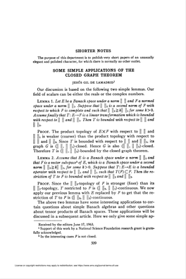 Some Simple Applications of the Closed Graph Theorem