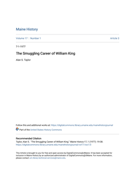 The Smuggling Career of William King