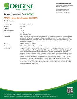 ATP6V0C Human Gene Knockout Kit (CRISPR) Product Data