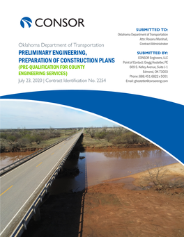 Preliminary Engineering, Preparation of Construction Plans (Pre-Qualification for County Engineering Services)