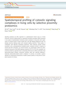 Spatiotemporal Profiling of Cytosolic Signaling Complexes in Living Cells by Selective Proximity Proteomics
