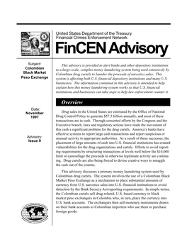 Black Market Peso Exchange As a Mechanism to Place Substantial Amounts of Currency from U.S