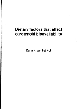 Dietary Factors That Affect Carotenoid Bioavailability' Van Karin H