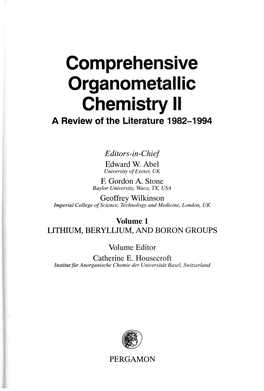 Comprehensive Organometallic Chemistry II a Review of the Literature 1982-1994