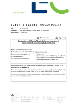 Eurex Clearing Circular 002/15