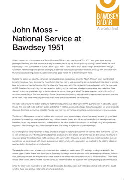 John Moss - National Service at Bawdsey 1951