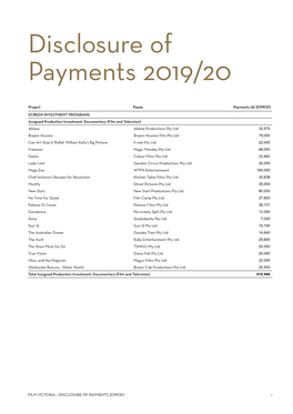 Disclosure of Payments 2019/20