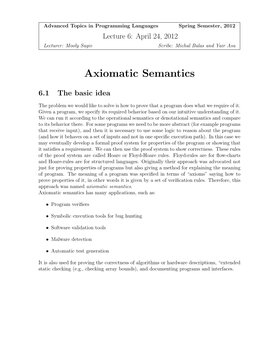 Axiomatic Semantics