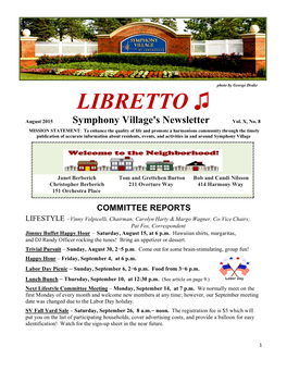 LIBRETTO ♫ August 2015 Symphony Village's Newsletter Vol