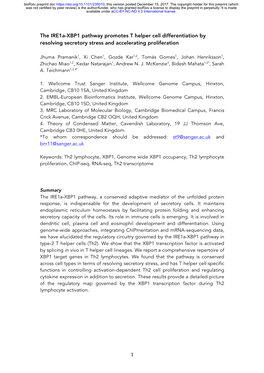 The Ire1a-XBP1 Pathway Promotes T Helper Cell Differentiation by Resolving Secretory Stress and Accelerating Proliferation