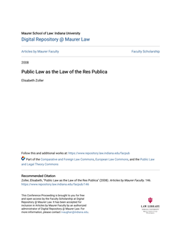 Public Law As the Law of the Res Publica