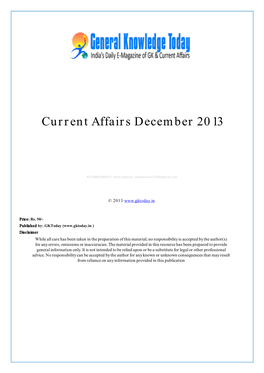 Current Affairs December 2013