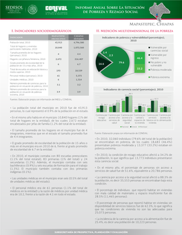 Mapastepec, Chiapas Informe Anual Sobre La Situación De Pobreza Y