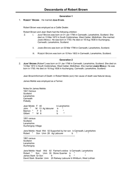 Descendants of Robert Brown